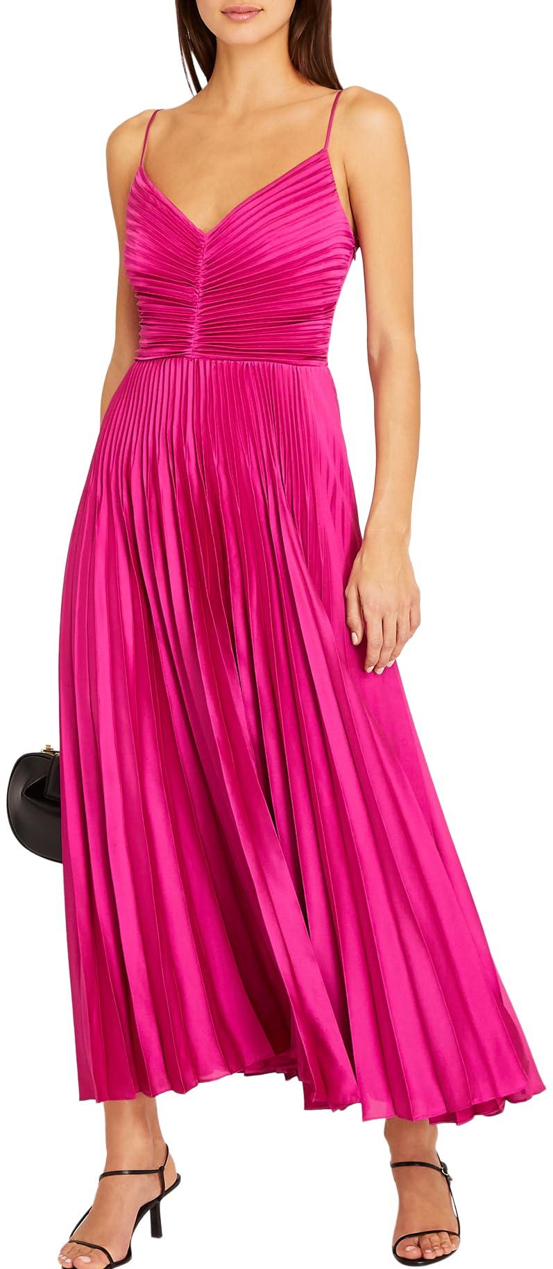 Photo 1 of Club Monaco Women's Midi Pleated Dress, Hot Pink/Rose Lumineux, 6