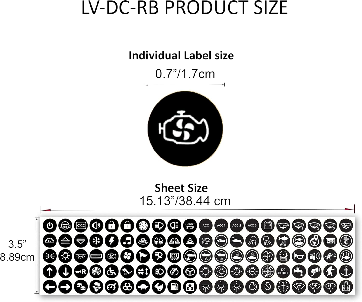 100 Pcs 17mm Round Latching Push Button Switch Labels Outdoor Laminated Replacement for Blue Sea Toggle Rocker Switch 4230 Sticker Car Truck Yatch RV Caravans Backlit Self Adhesive Vinyl