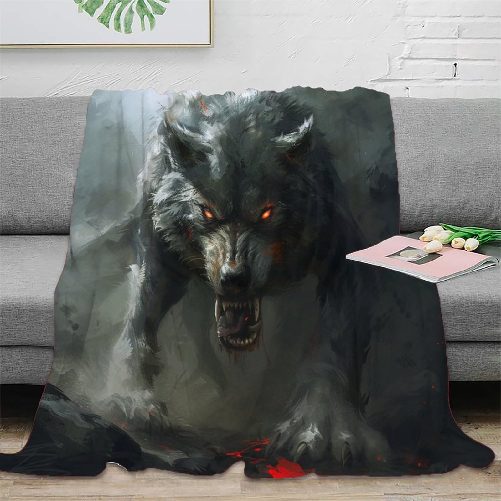 NRAOPEVVD 3D Printed Wolf Blankets Soft And Warm Super Soft Cozy Fuzzy Warm Throws with Anti-wrinkle/anti-tarnishing Lightweight for Baby Kids Adults Girls Boy 50x60inch(127x152cm)
