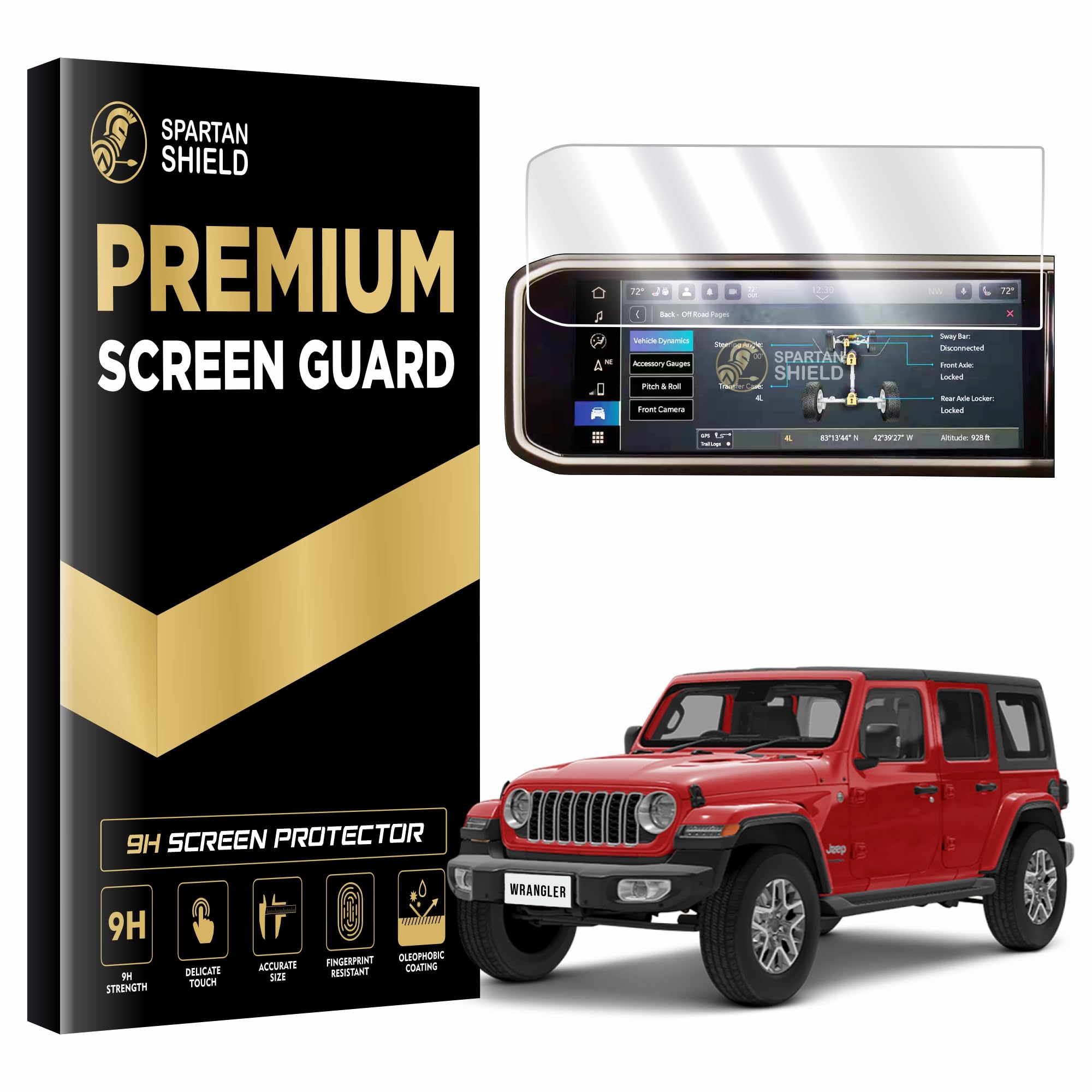 SCREEN PROTECTOR For JEEP WRANGLER 2024 || Unlimited & Rubicon || 12.3 INCH INFOTAINMENT GUARD || Anti Scratch || Water Resistant || JeepWrangler Car Display Accessories 2024 [Not Tempered Glass]