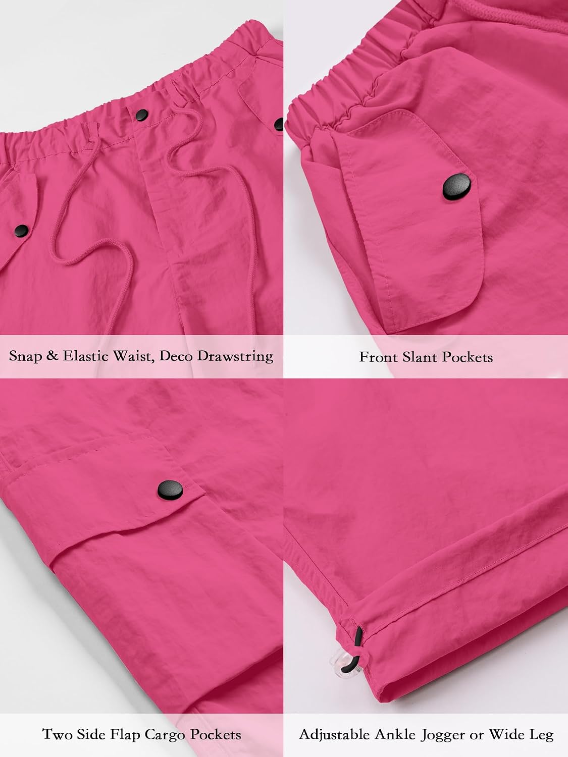 SANGTREE Parachute Cargo Pants Girls & Women's Y2K Baggy Waterproof Pants 90s Dance Outfit, 6 Years-2XL