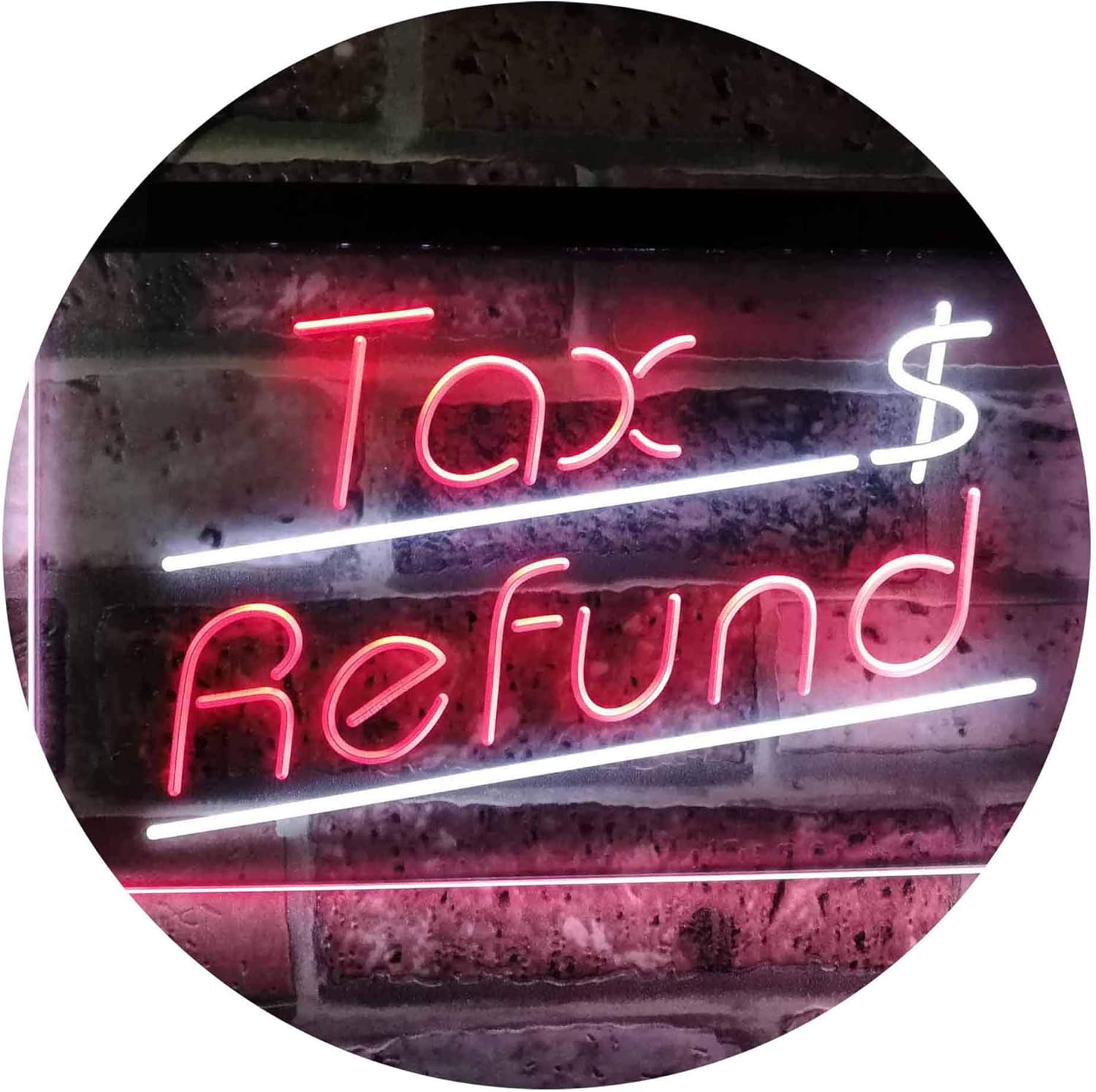 ADVPRO Tax Refund Income Tax Indoor Display Dual Color LED Neon Sign White & Red 12" x 8.5" st6s32-i2976-wr
