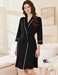 Ekouaer Women Robes Shawl Collar Bathrobe Short Kimono Robe Soft Knit Bathrobes Ladies Sleepwear with Pockets S-XXL