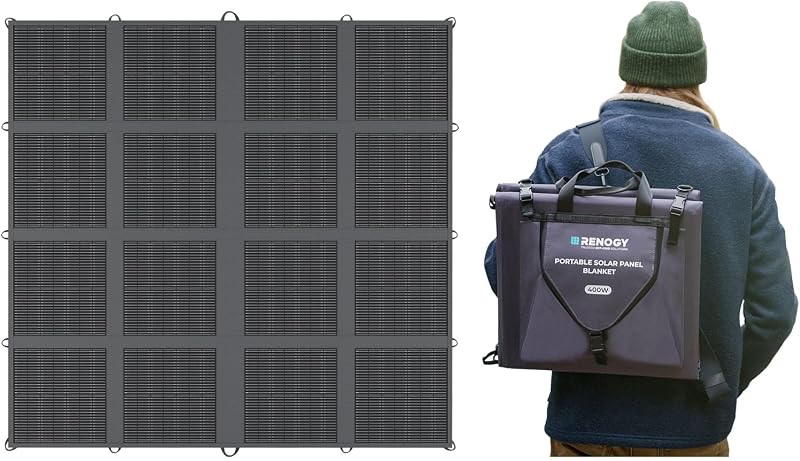 Panel solar portátil RENOGY REGO 400W, tipo N 25% de alta eficiencia | Panel solar tipo manta plegable, ligero, resistente al agua IP65, cargador para camping, vehículos recreativos, marinos, SUV, aplicaciones fuera de la red