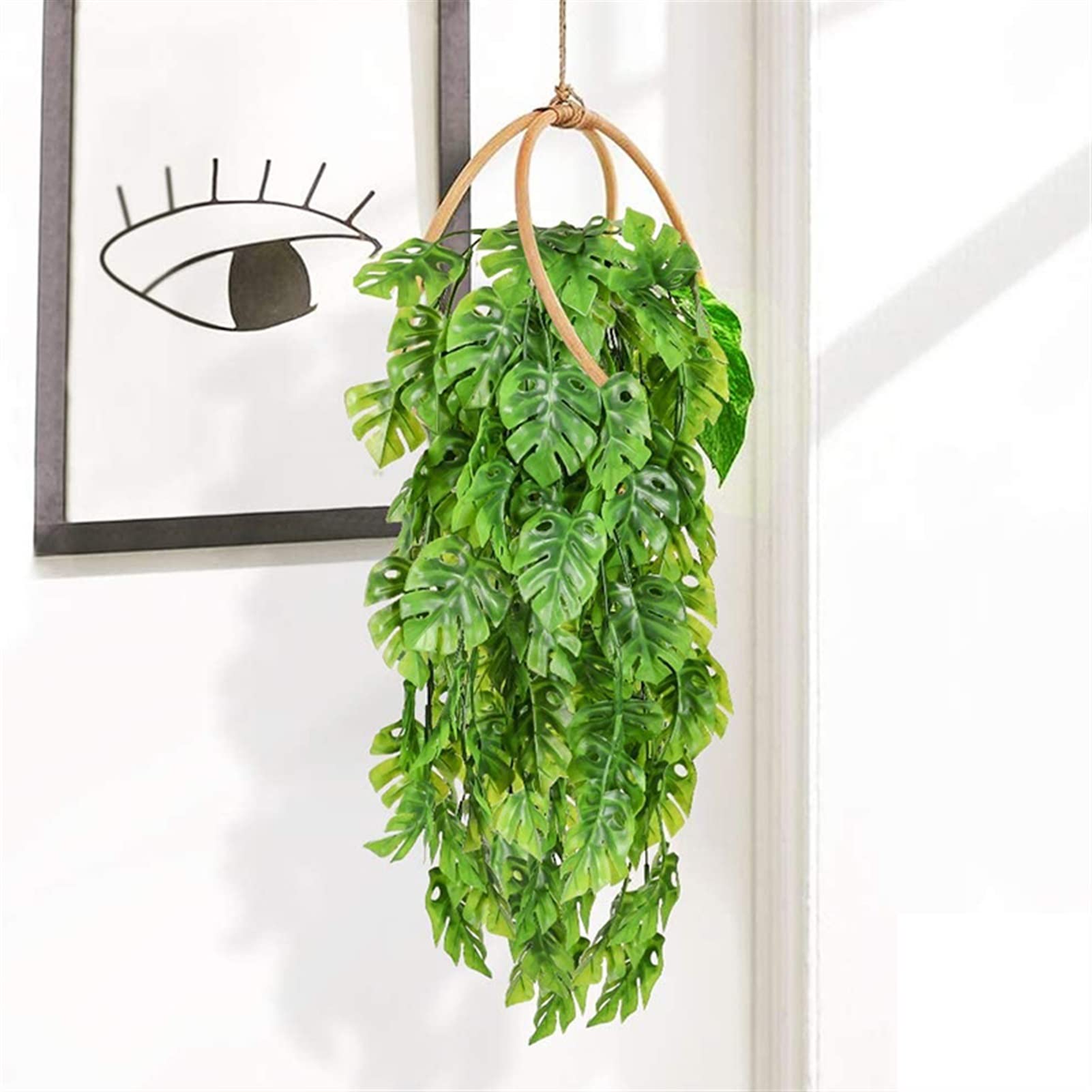 Amazon.de: TOORU TRUSTTWO 2. Stck Knstliche Hngende Pflanzen Geflschte  Rebe Geflschte Hngen Rattan Monstera Bltter Grne Outdoor Resistant  Pflanzen Greeny The New
