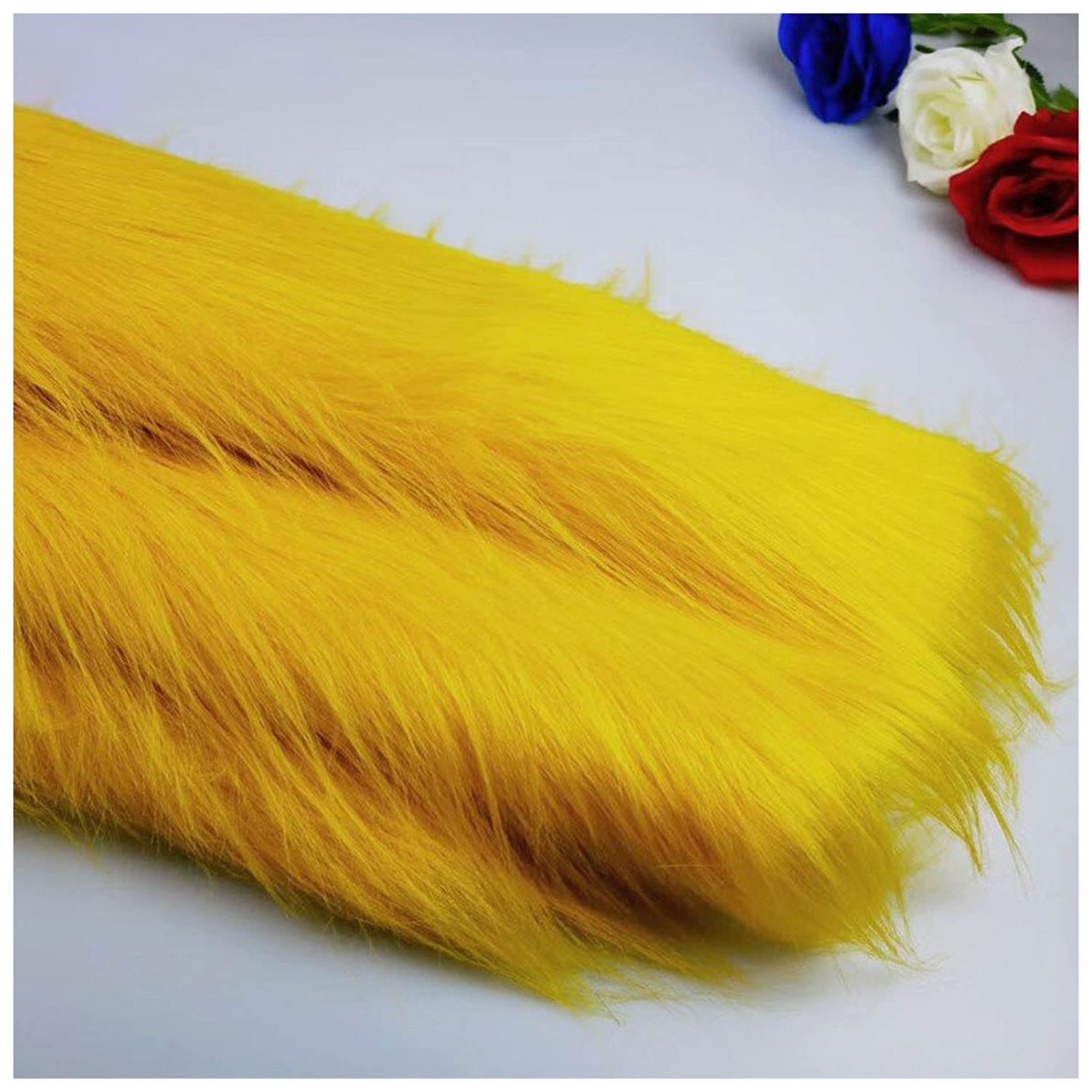 AITAF Yellow Shaggy Faux Fur Fabric by The Yard - 50 cm x 50 cm - Craft Furry Fabric for Sewing Apparel, Rugs, Pillows, and More - Faux Fluffy Fabric, Half Yard (Color : Yellow1)
