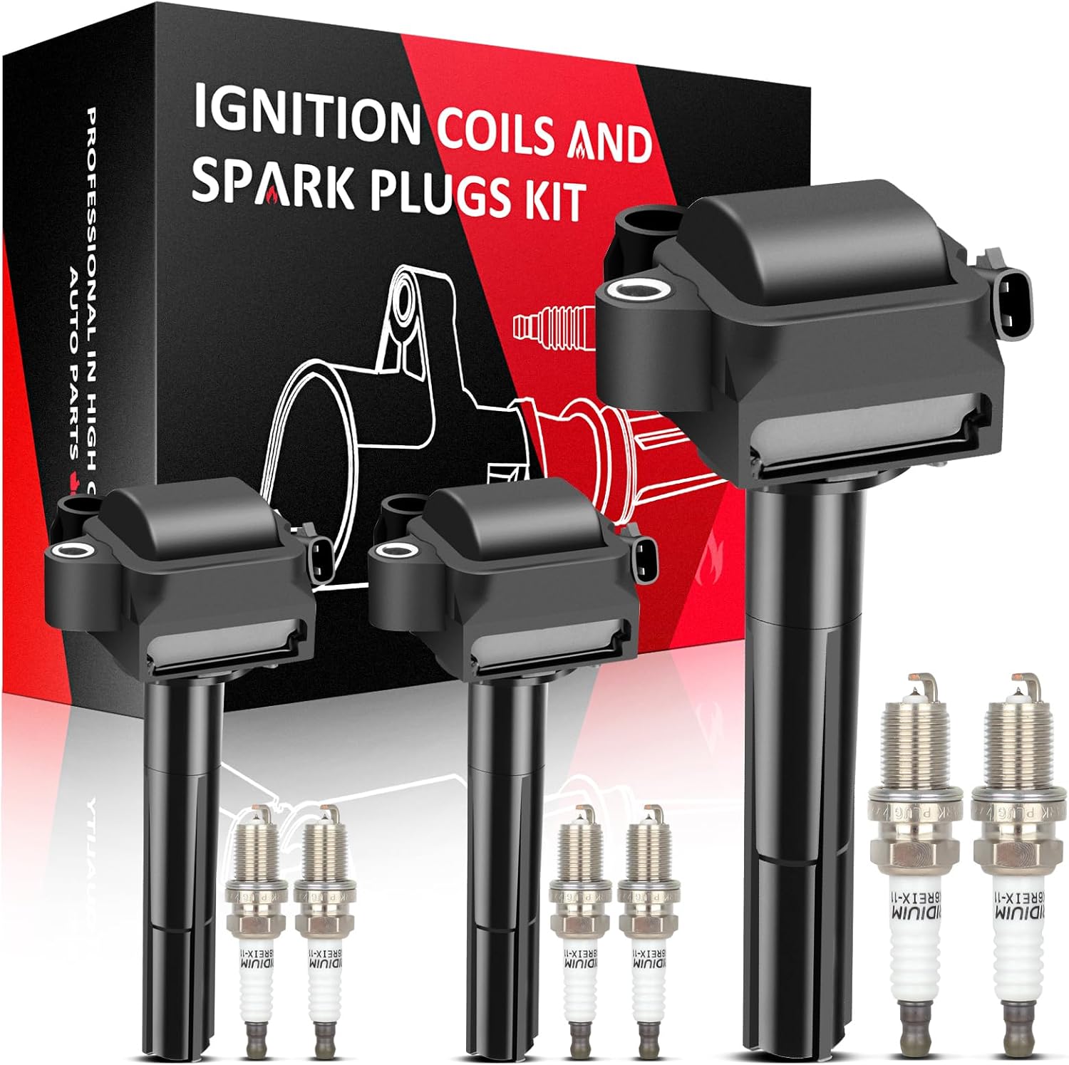 SCITOO 3 ignition coils with 6 iridium Spark Plugs for Toyota for Lexus Avalon Camry Sienna Solara ES300 UF155 ‎90919-02215 90080-19012