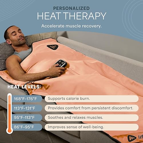 Miniatura 39 de Lifepro Infrared Sauna Blanket for Detox & Relaxation – Low EMF Carbon Fiber Heating, 9 Temp Levels, 5 Colors – Portable Full Body Sauna Blanket