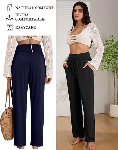 Miniatura 6 de Neer 3 piezas de pantalones de yoga de pierna ancha para mujer, cómodos, holgados, de cintura alta, pantalones deportivos casuales para