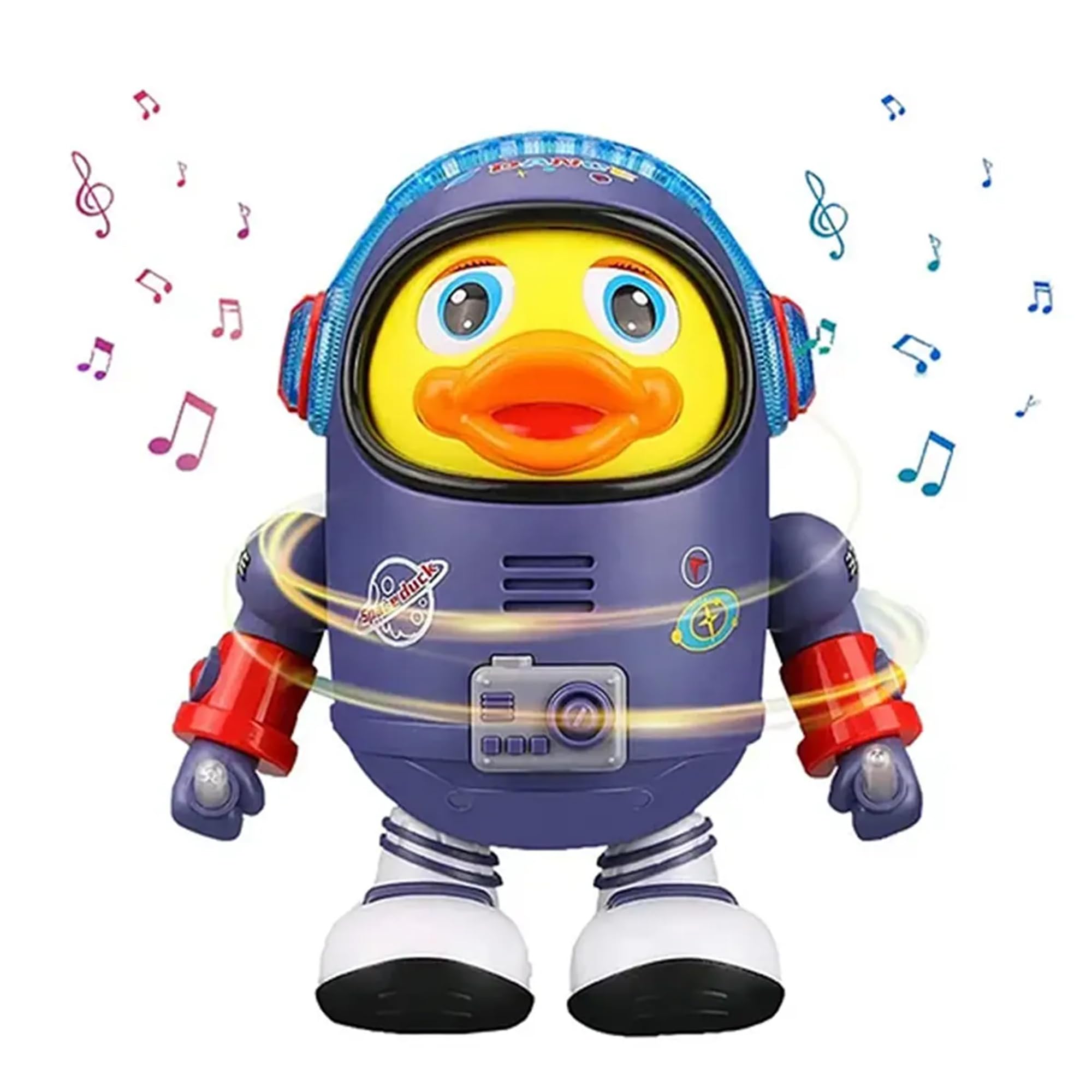 INCLUD Kids Blue Dancing Astronaut Space Duck Toy with Lights | Fun & Educational Toy for Kids Boys & Girls
