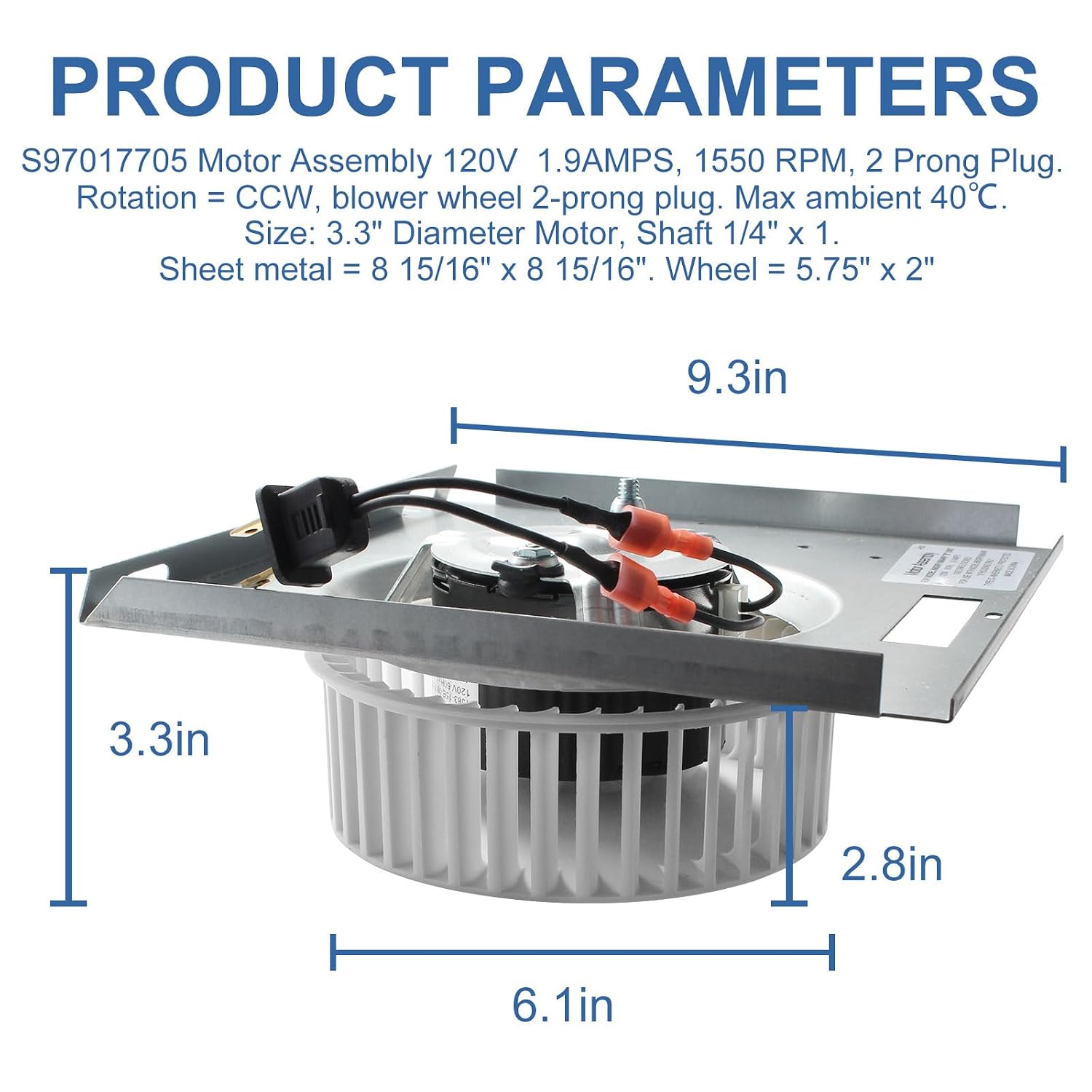QQZ Bathroom Fan Replacement Parts Motor Assembly S97017705, for NuTone 8663RP 8664RP 671R 672R 750 751 752 Series Bath Fan Motor