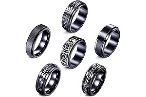 Fidget Rings for Anxiety: 6-Piece Stainless Steel Set for Stress Relief