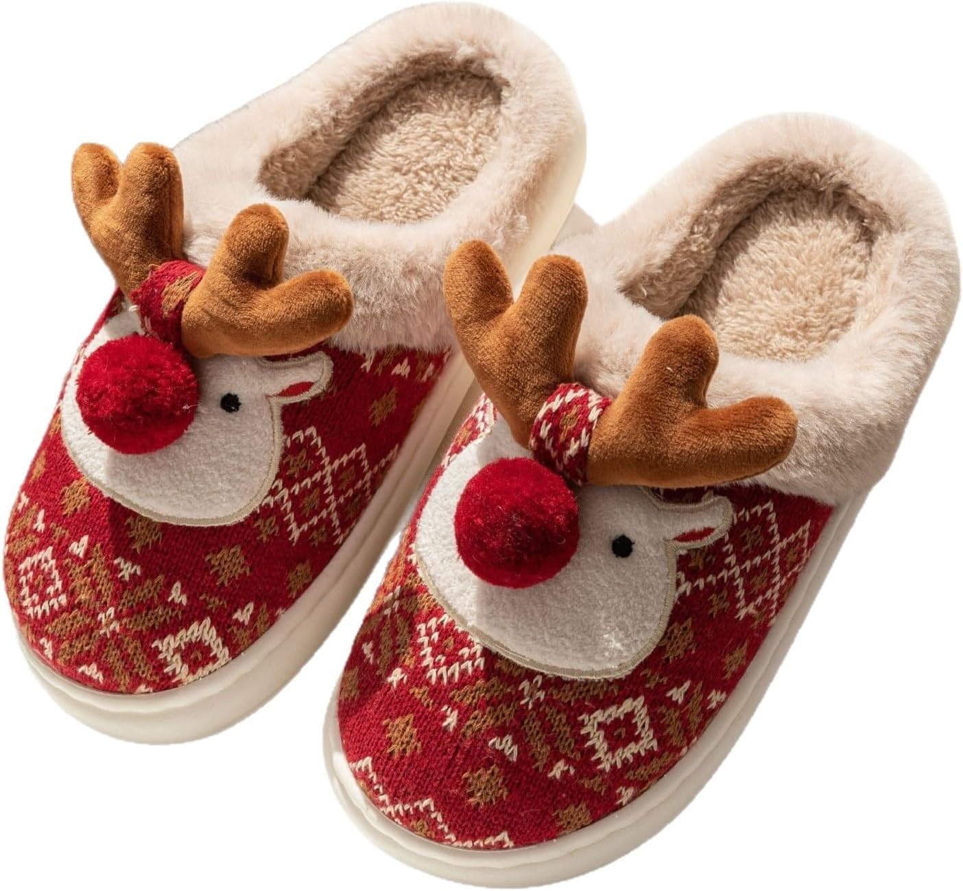Cartoon Cow Cotton Slippers,Cute Cozy Fuzzy Animal Slippers For Women Men,Winter Warm Plush Comfy Indoor Outdoor Slippers