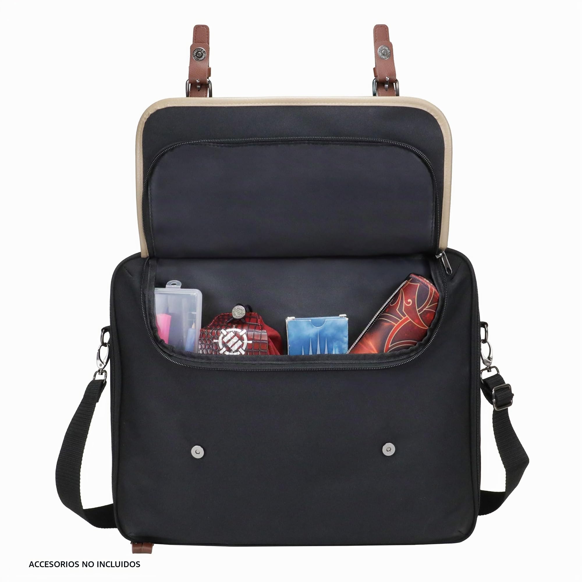 ENHANCE Bolsa TCG de Diseño - Bolsa de Hombro MTG con Divisores Personalizables y Bolsillo para Accesorios para Cajas de Mazos, Compatible con Magic The Gathering, Pokémon y Lorcana (Negro)