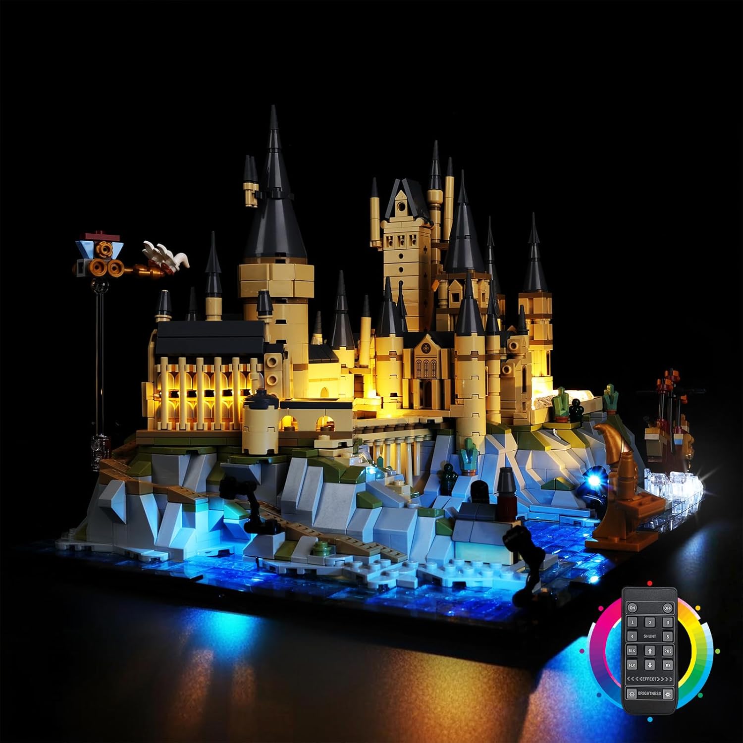 Kyglaring Light Kit Compatible with Lego Hogwarts Castle and Grounds 76419 Building Blocks, Upgrade Remote Control Lighting Accessories for Lego 76419 Model Set, Lights Only, No Battery Included