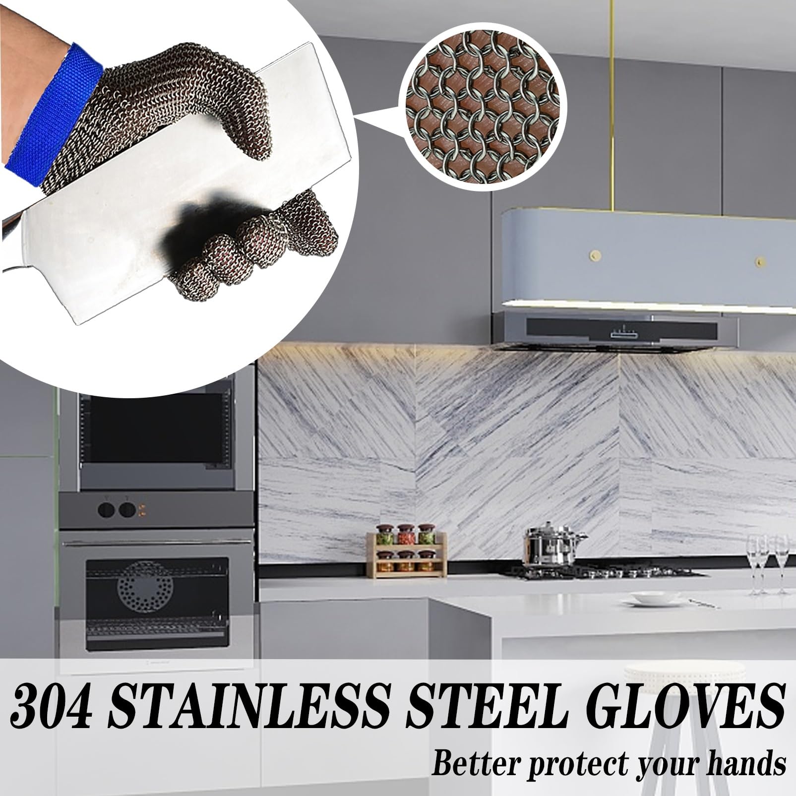 Guantes de Trabajo Anticorte 2pcs Breathable Cut Resistant Gloves, Level 9 Protection Kitchen Restaurant Slaughterhouse Anti Knife Gloves(/M)
