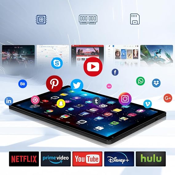 Android Tablet 10.1 inch, 4G LTE Dual SIM, 24GB RAM,256GB Storage,Supports Extend 1TB, IPS Touchscreen,Dual Camera, WiFi/WLAN/Bluetooth/GPS,TYD-109pro (Silver, 256 GB)