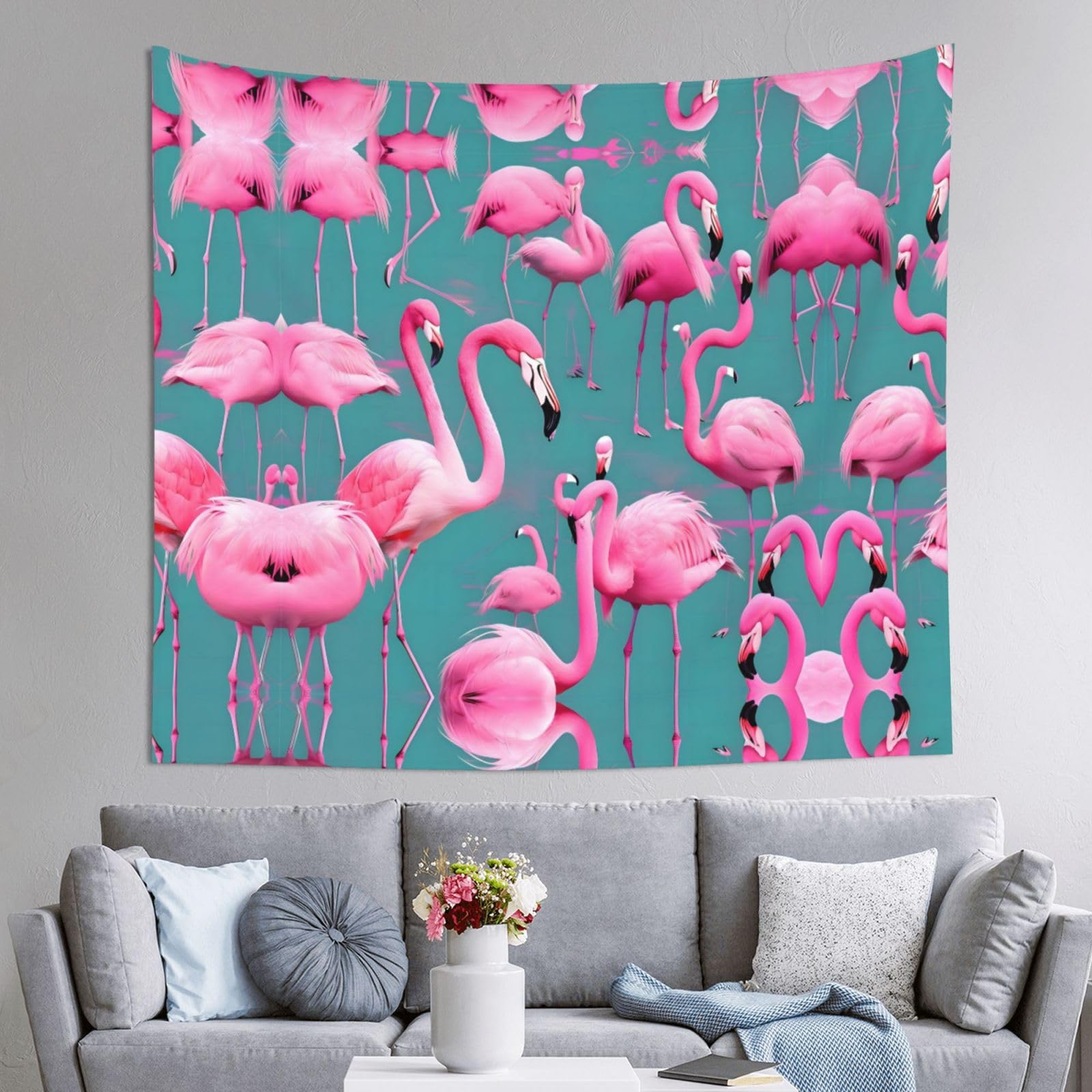 ZZYYDS Wall TapestryA flock of flamingos for Living Room DormWall Hanging Home Decor Party Background, Decorative Poster 60x51in