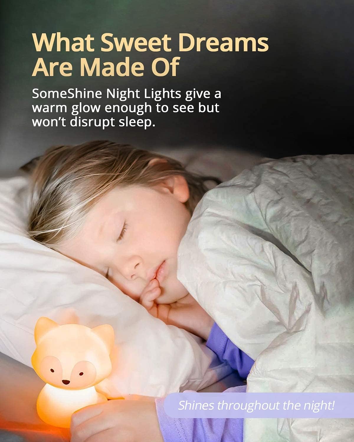 SomeShine Kids Night Light - Rechargeable Fox Nursery Night Light with Auto-Off Timer, Safe and Durable Kawaii Lamp and Glowing Companion for Baby Feeding, Diaper Changing, and Midnight Bathroom Trips : Everything Else