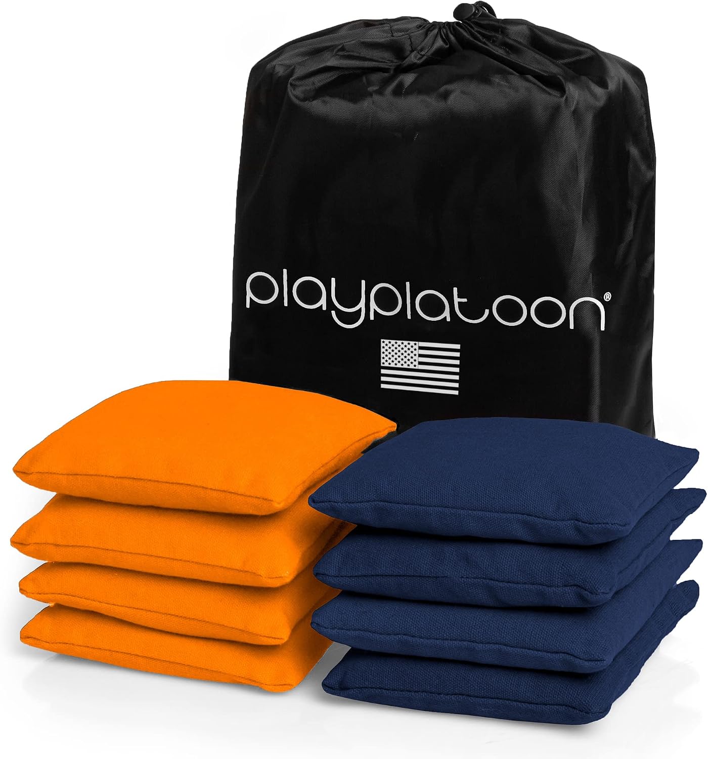 Play Platoon Cornhole Bags Weather Resistant- Set of 8 Regulation Bean Bags for Tossing- Official Professional Size & Weight Corn Hole Bags Two Color All Weather Cornhole Beans Bag Set with Tote Bag