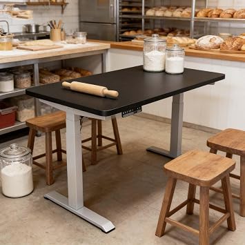 Standing Desks: 120cm X 60cm Large Standing Desk & Electric Desk for Modern Office & Study | White Frame & Black Desktop | Versatile Rising Table(140 * 70)
