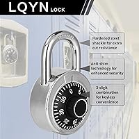 Vista 3 de Combination Lock, LQYN Standard Dial Combination Lock, Pack of 12; Black Turnplate, 2 in. Wide, Fixed Three Digital Combination, for School, Gym &