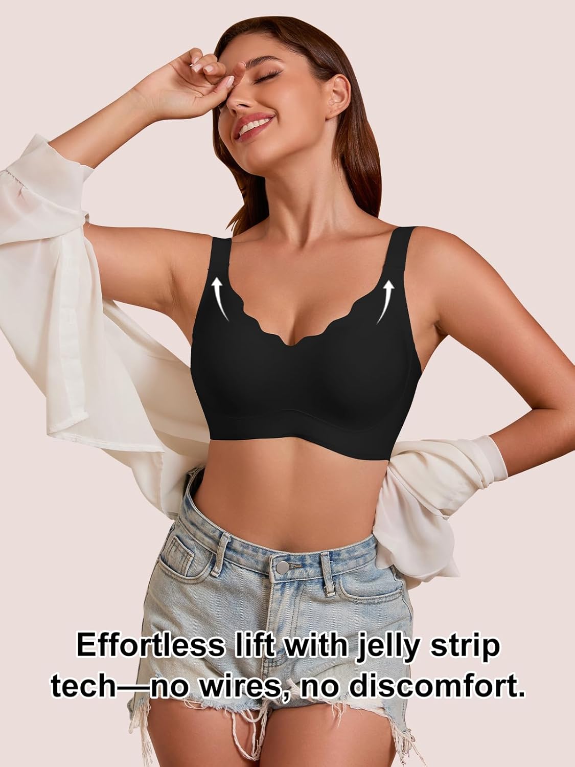 COCOMARTS Jelly Bras for Women No Underwire Seamless Push Up Scalloped Tshirt Bralettes Comfortable Wireless Everyday Bra - Image 6