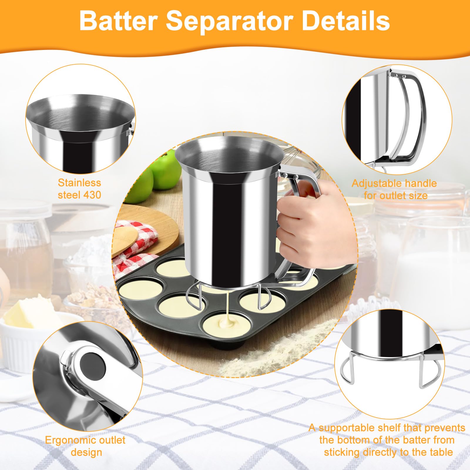 Dispensador de Masa Magdalenas, 800ML Dispensador de Masa para Panqueques, de Tortitas y Crepes Dispensador,Dispensador Cupcakes Dispensador