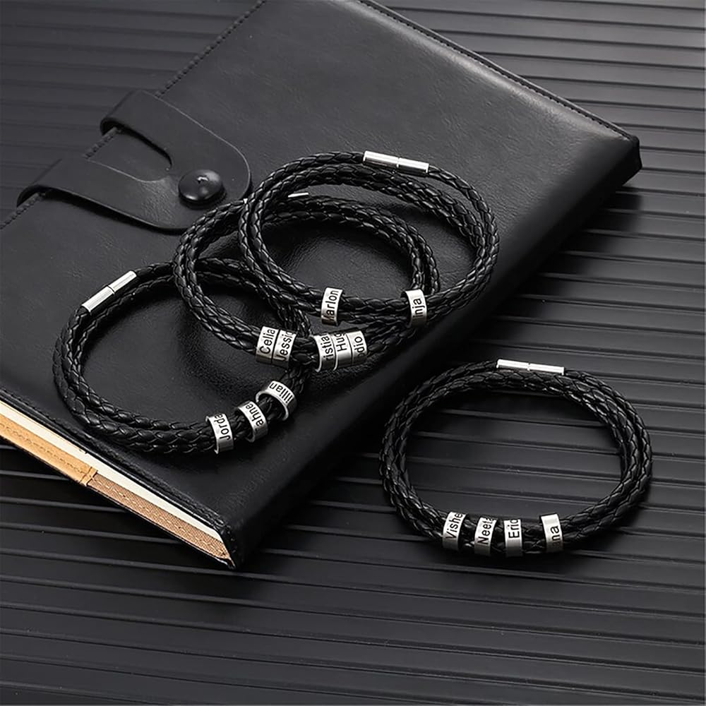 Bracciale In Pelle Con Incisione - Bracciale Multifilo - Bracciale - Foto 14