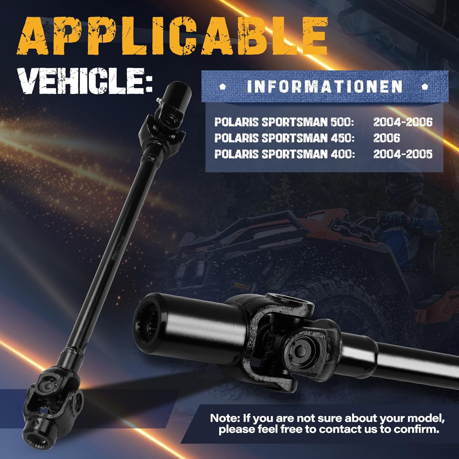 Front Propeller Drive Shaft Prop Fit for Polaris Sportsman 500 2004-2006 | Fit for Polaris Sportsman 450 2006 | Fit for Polaris Sportsman 400 2004-2005, OE 1380233