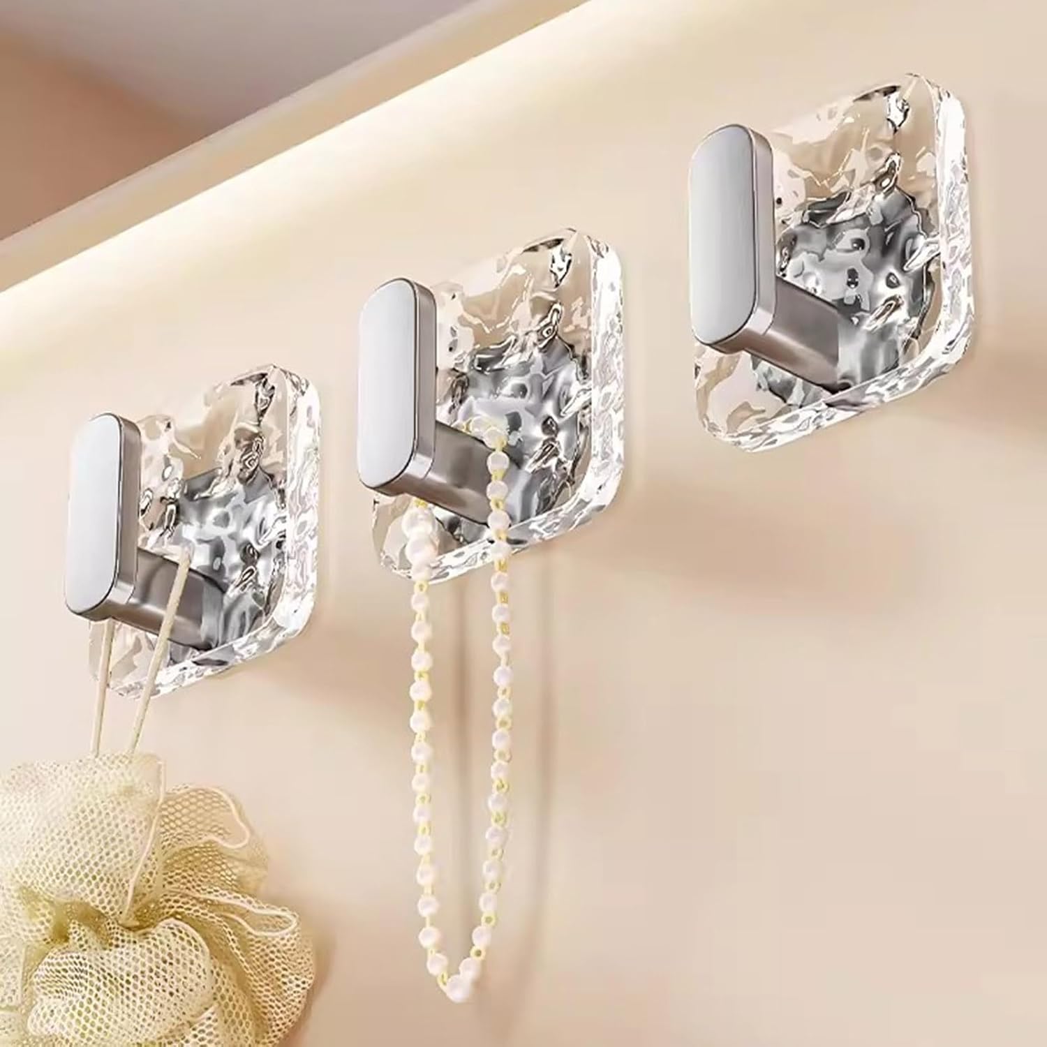 Hair Accessories Organizer Holder, 3 Pcs Clear Acrylic Headband Holder Organizer, Scrunchie Organizer Stand, Adhesive Hat Hooks No Drilling Hat Organizer(Silver)