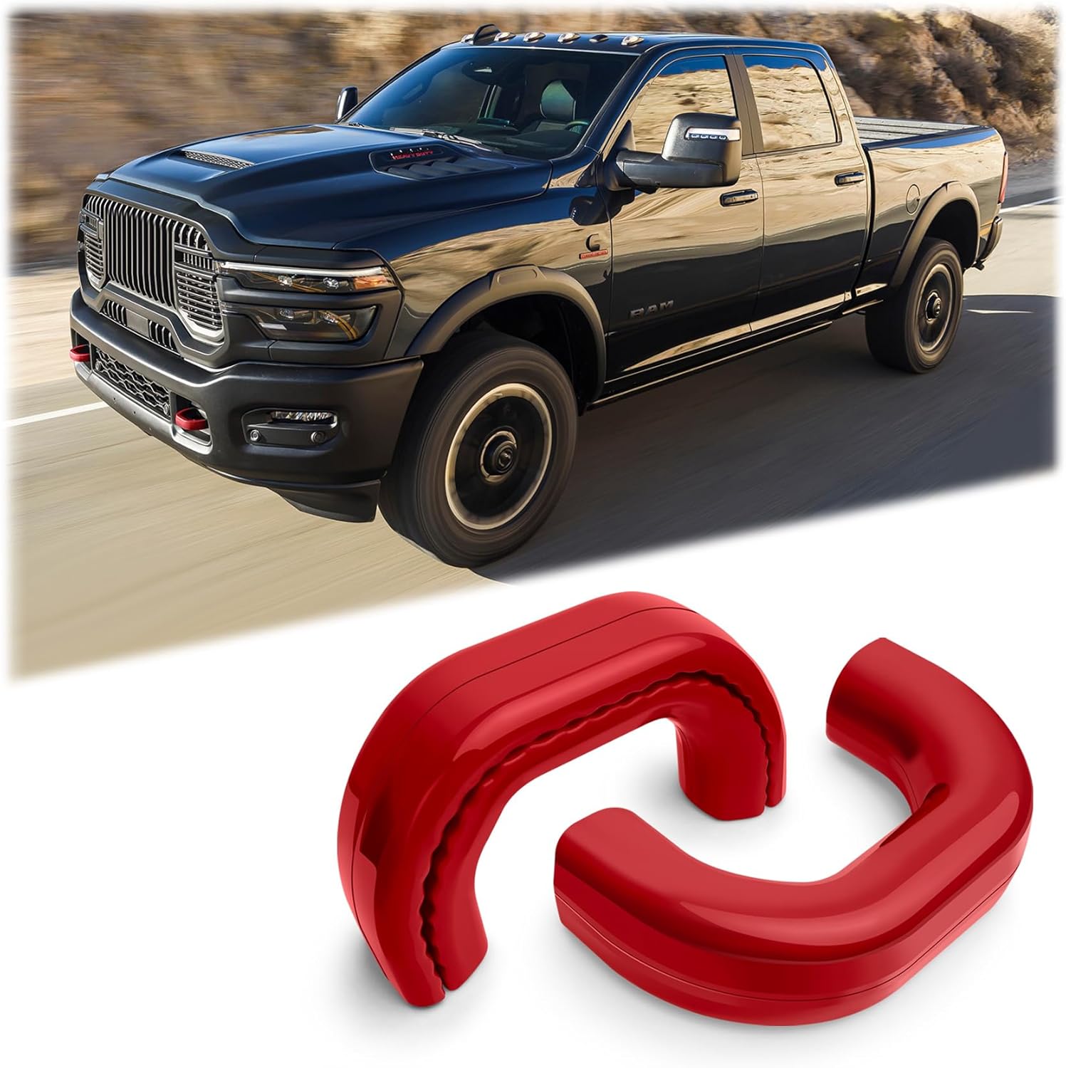 Front Tow Hooks Covers for 2019-2025 RAM 2500/3500, Customized Hitch Cover Compatible with RAM 2500/3500 Accessories (Red)