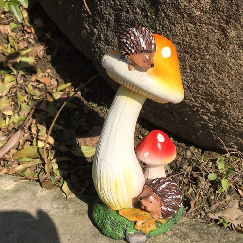 Figurki rzeźby ozdoby - do salonu, dekoracja stołu, posągi jeża do ogrodu, grzyb z figurkami zwierząt, rzeźby, ozdoba, patio, podwórko, balkon, dekoracja tarasu, na zewnątrz, A