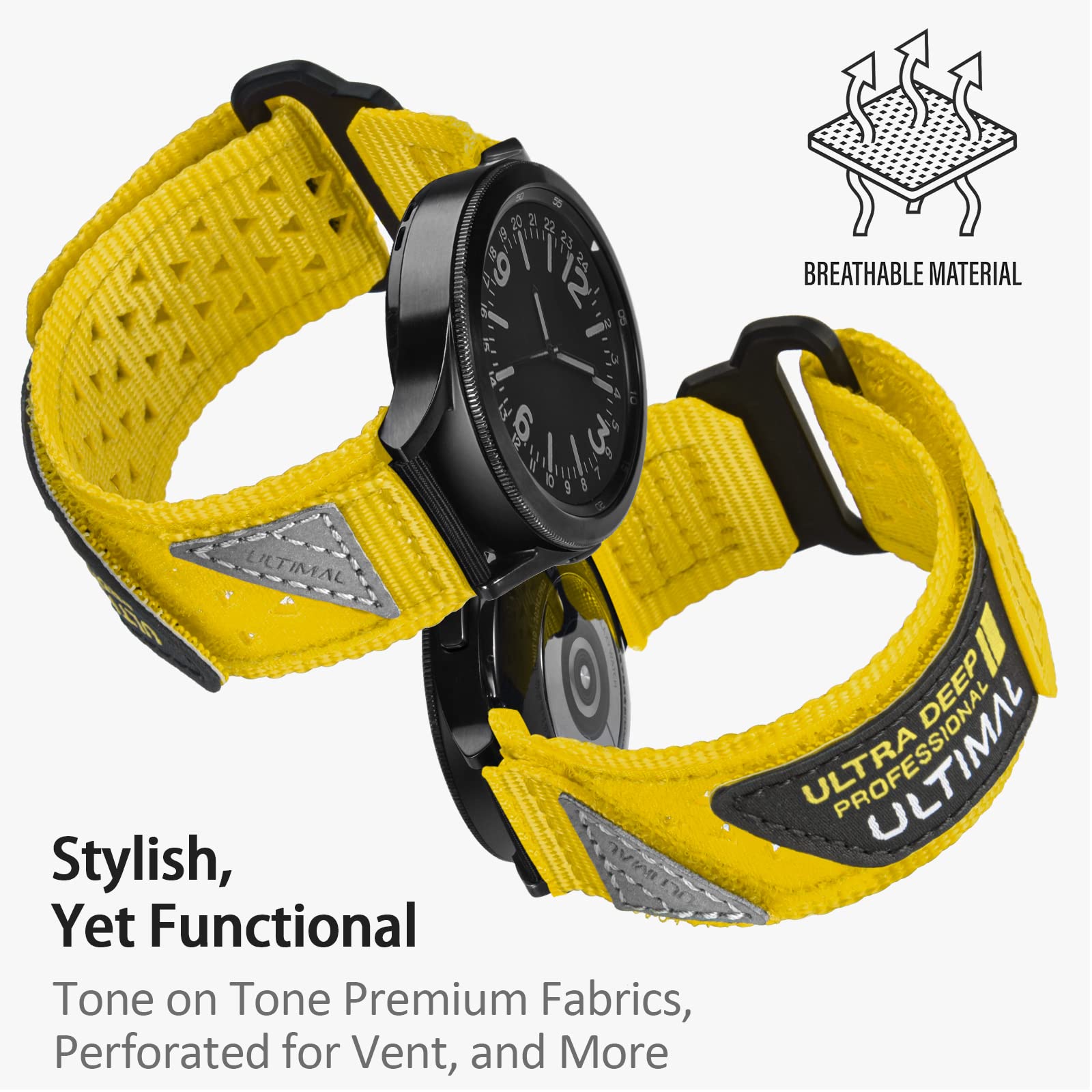 ULTIMAL Compatible avec Samsung Galaxy Watch, bracelet de sport réglable en nylon de 20 mm, design respirant pour Watch 6 Classic 43 mm 47 mm/5 Pro 45 mm/4 & 5 & 6 40 mm 44 mm/4 Classic 42 mm 46 mm
