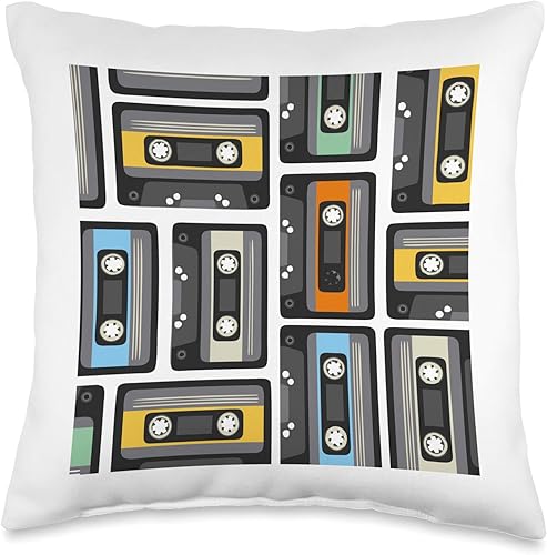 Best 80s & 90s Lifestyle Fashion Gifts Tape Retro 1980s Mixtapes Radio Cassette Player Throw Pillow, 16x16, Multicolor