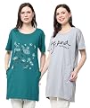 DDASPRATION Women Cotton Printed Long T-Shirt Combo