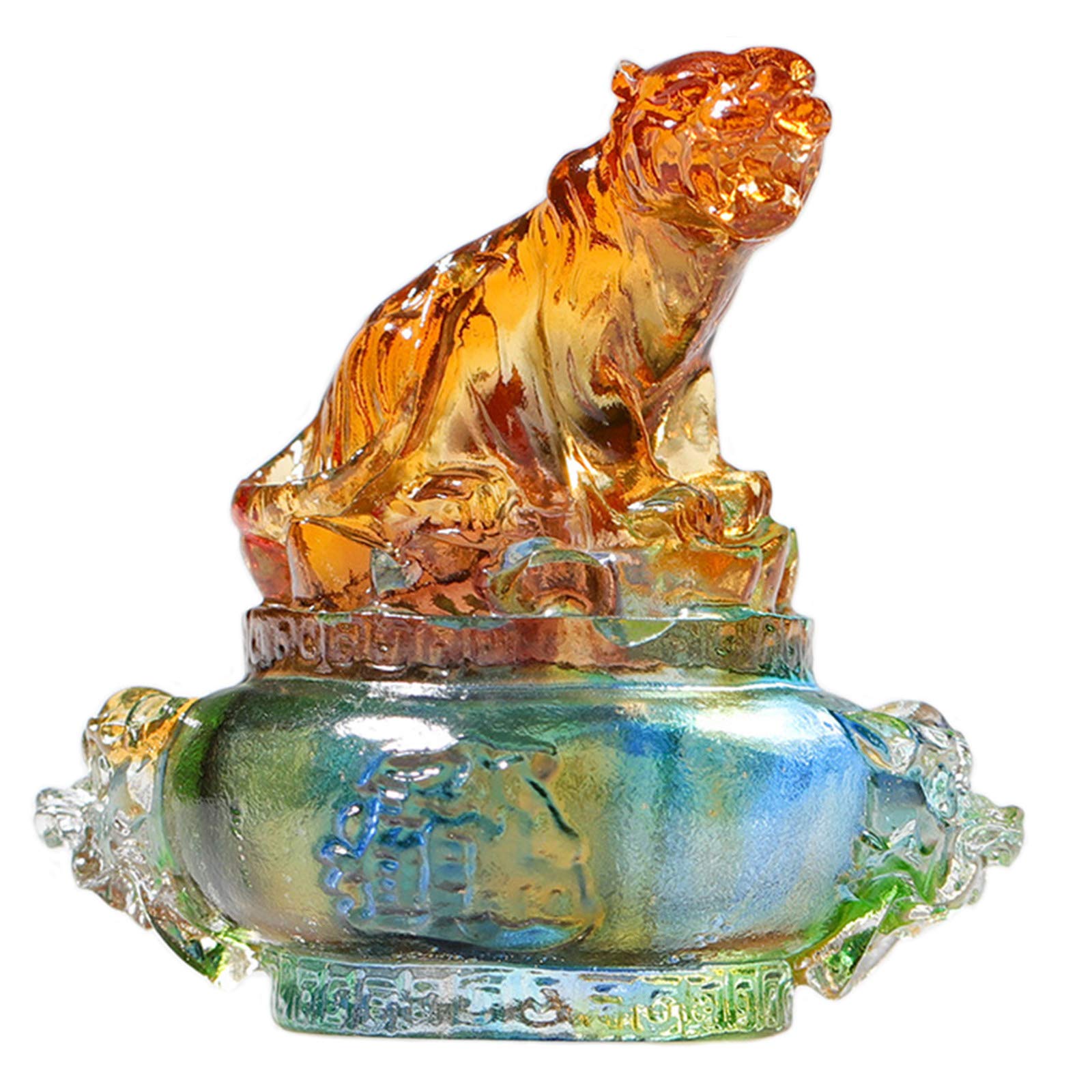 RLKHXBS Tabletop Chińskie 12 figurki statua dekoracyjna, szklana dwanaście dekoracji zwierząt pełna zestaw ozdób, męską maskotkę figurową Dekorację Dekorację, świnia