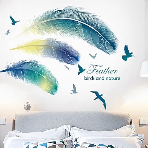 Calcomanías literarias de pared de plumas coloridas extraíbles, calcomanías de pared de vinilo para pared, decoración para sala de estar,