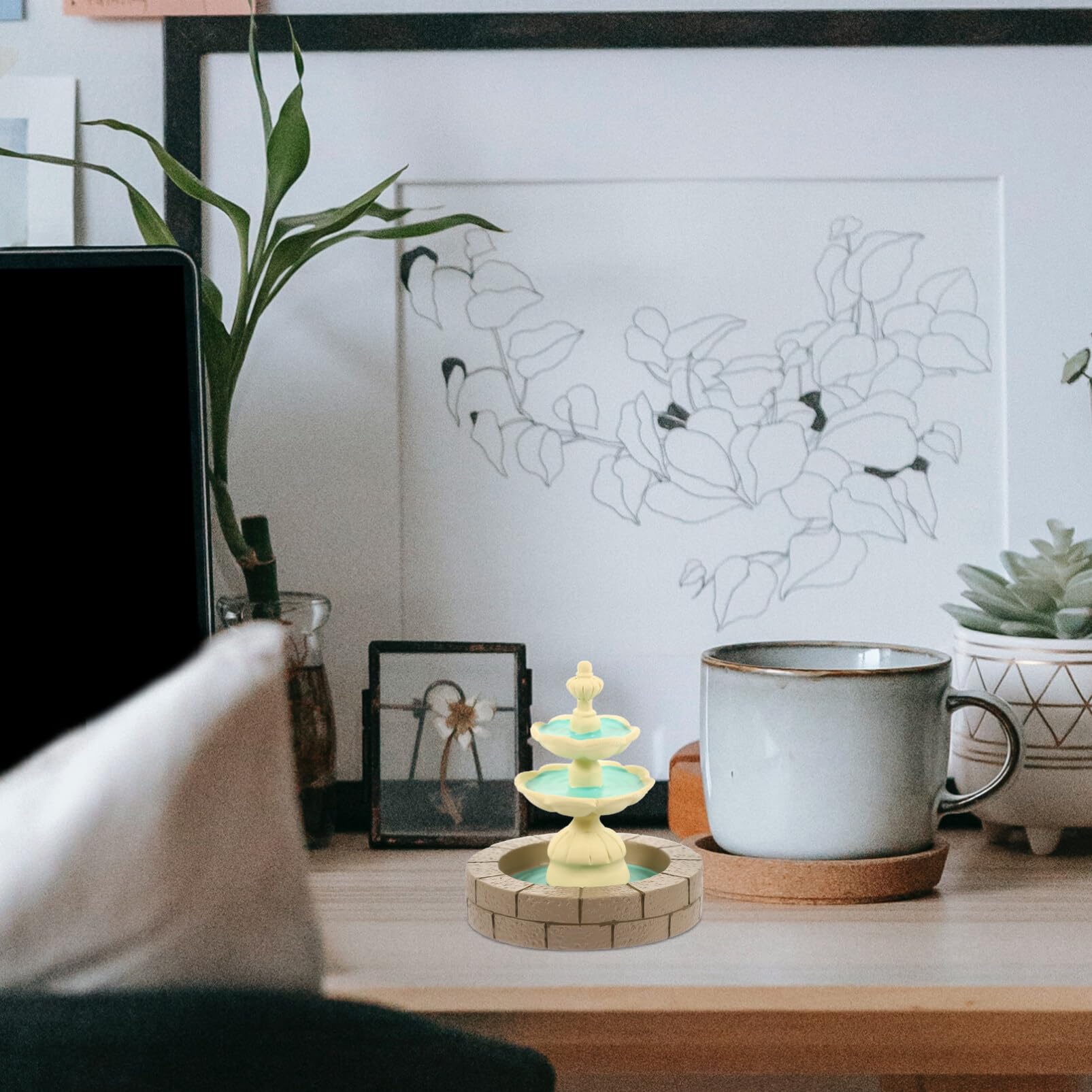 Amazon.co.jp: ミニ噴水 ミニチュア 噴水 ドールハウス ミニ滝 噴水