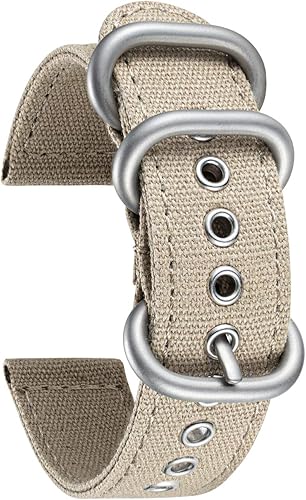 Correas de lona compatibles con Samsung Galaxy Watch, Huawei, reloj inteligente Amazfit, reloj Garmin, reloj Fossil Watch de vela, caqui, negro,