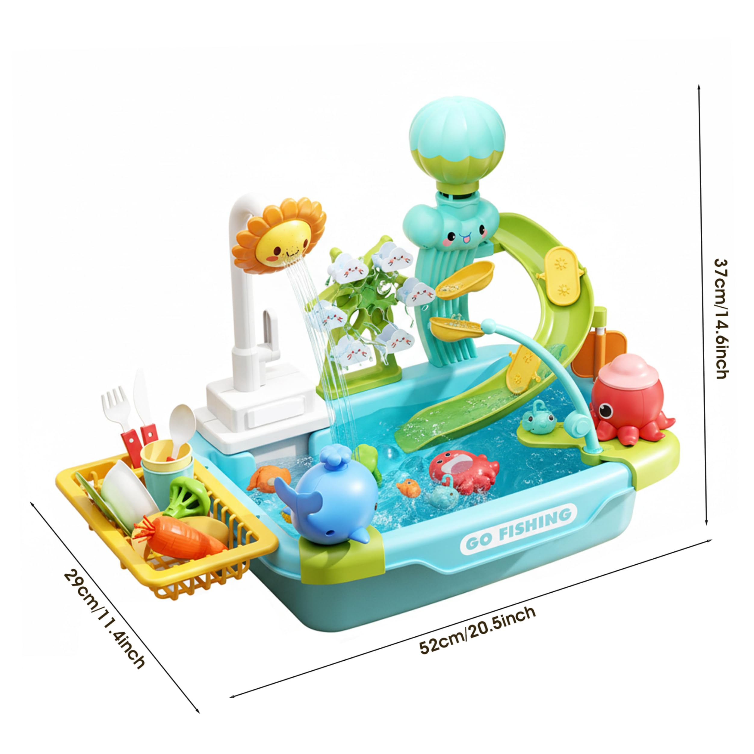 Fregadero para niños pequeños con agua corriente, juego de juguetes para niños, mesa de juegos de agua multifuncional con circulación automática, gran capacidad para diversión en interiores y ex.