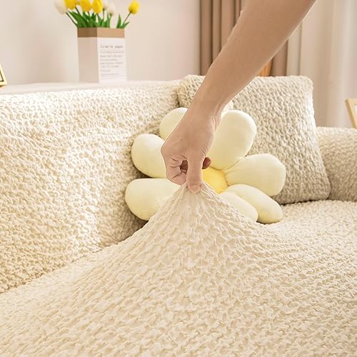 Miniatura 6 de Zooody Funda para sillón, 1 pieza, funda elástica de fácil ajuste, protector duradero de muebles lavable (crema, funda de sillon)