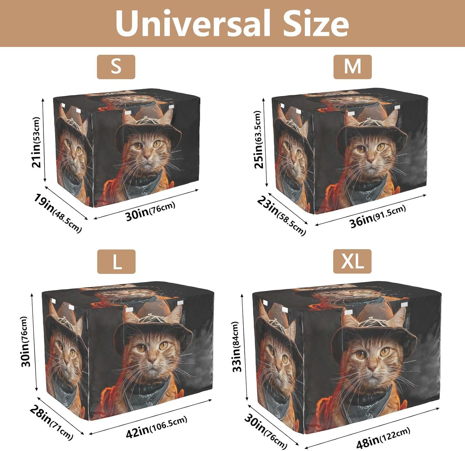 Cat Funny Cute Animal Dog Crate Covers Roll-up Side Panels, Covers for Pet Crates, X-Large