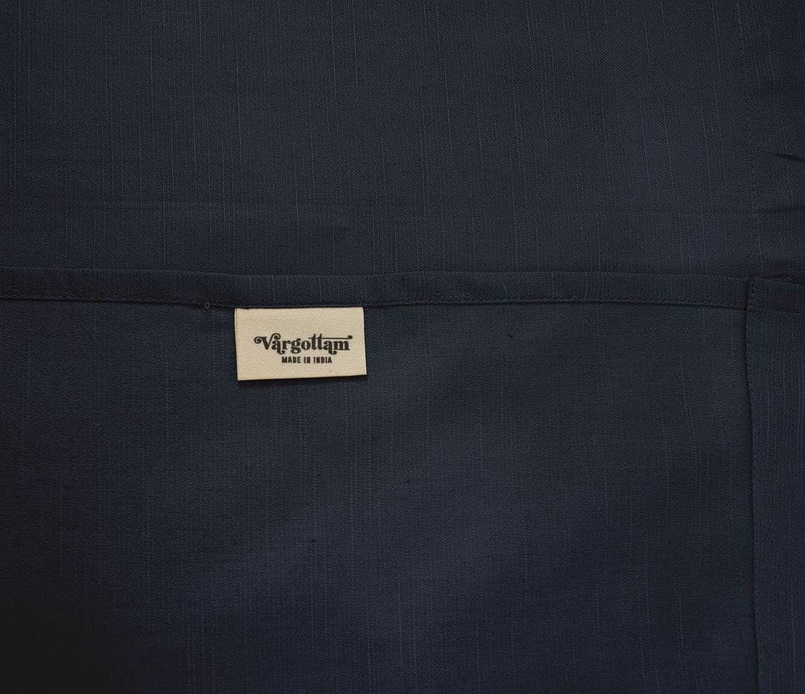 Cotton Slub Dark Blue Curtains 46 Inch Window Curtain 2-Panel Rod Pocket Living Room Drapes Curtain Set