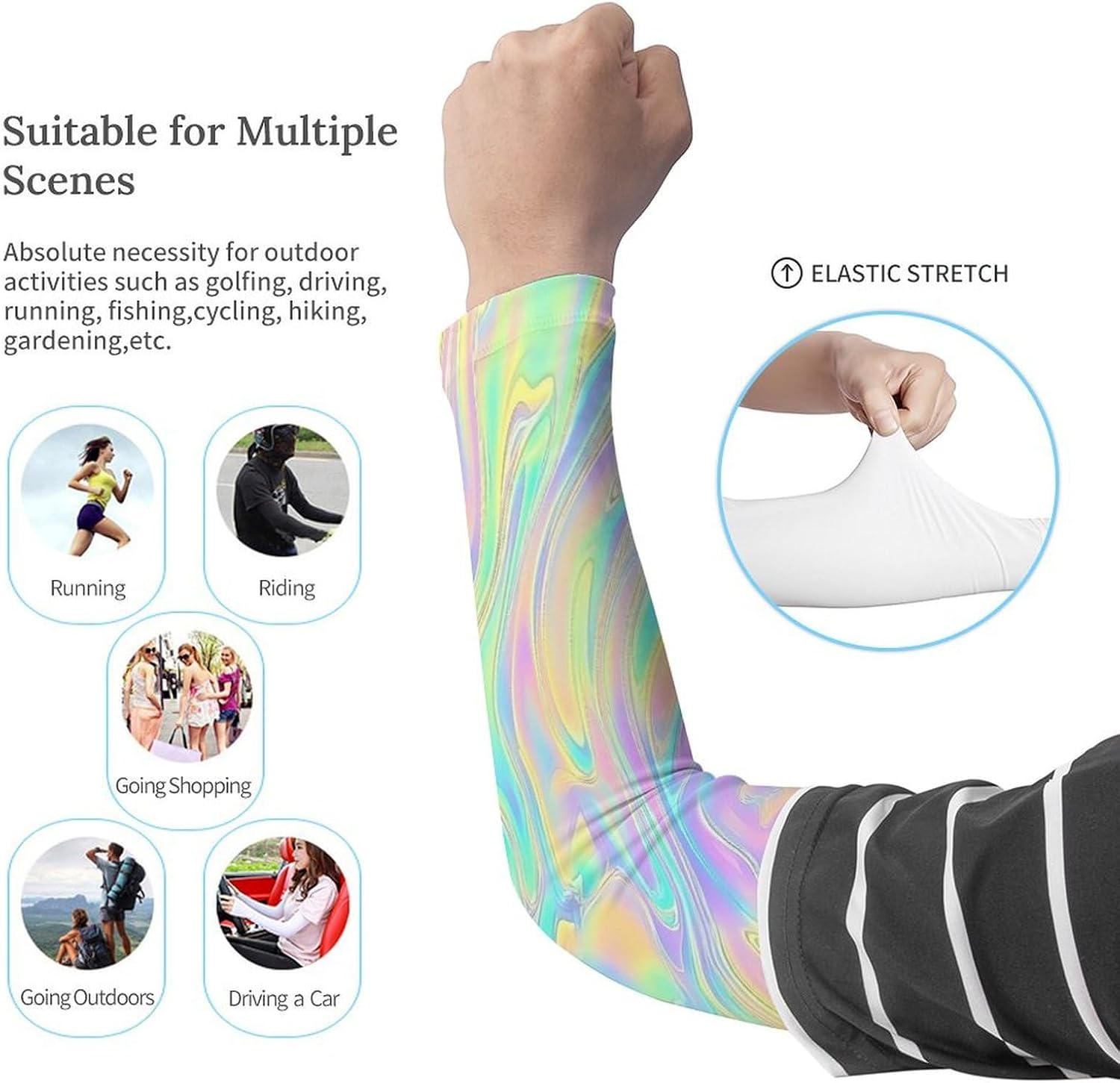 Trippy Arm Sleeves Sun Protection Sleeves Sports Cooling Arm Compression Sleeve for Men Women