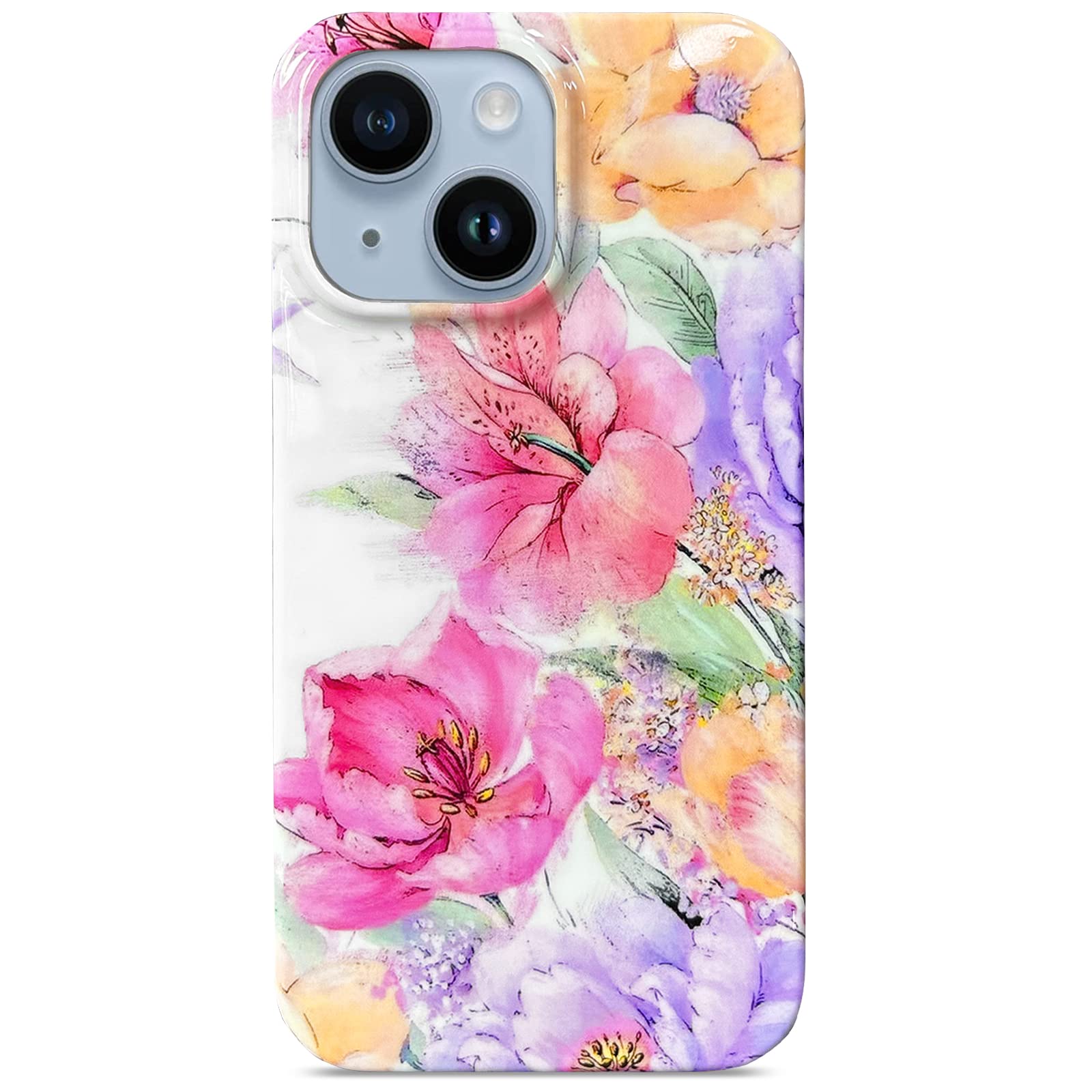J.west iPhone 14 Plus Case 6.7, Soft Shockproof Cute Floral Phone Protective Cover for Women, Garden Rose Pink Peonies Flower Pattern Design Slim Fit Anti-Scratch Phone Case for Girl