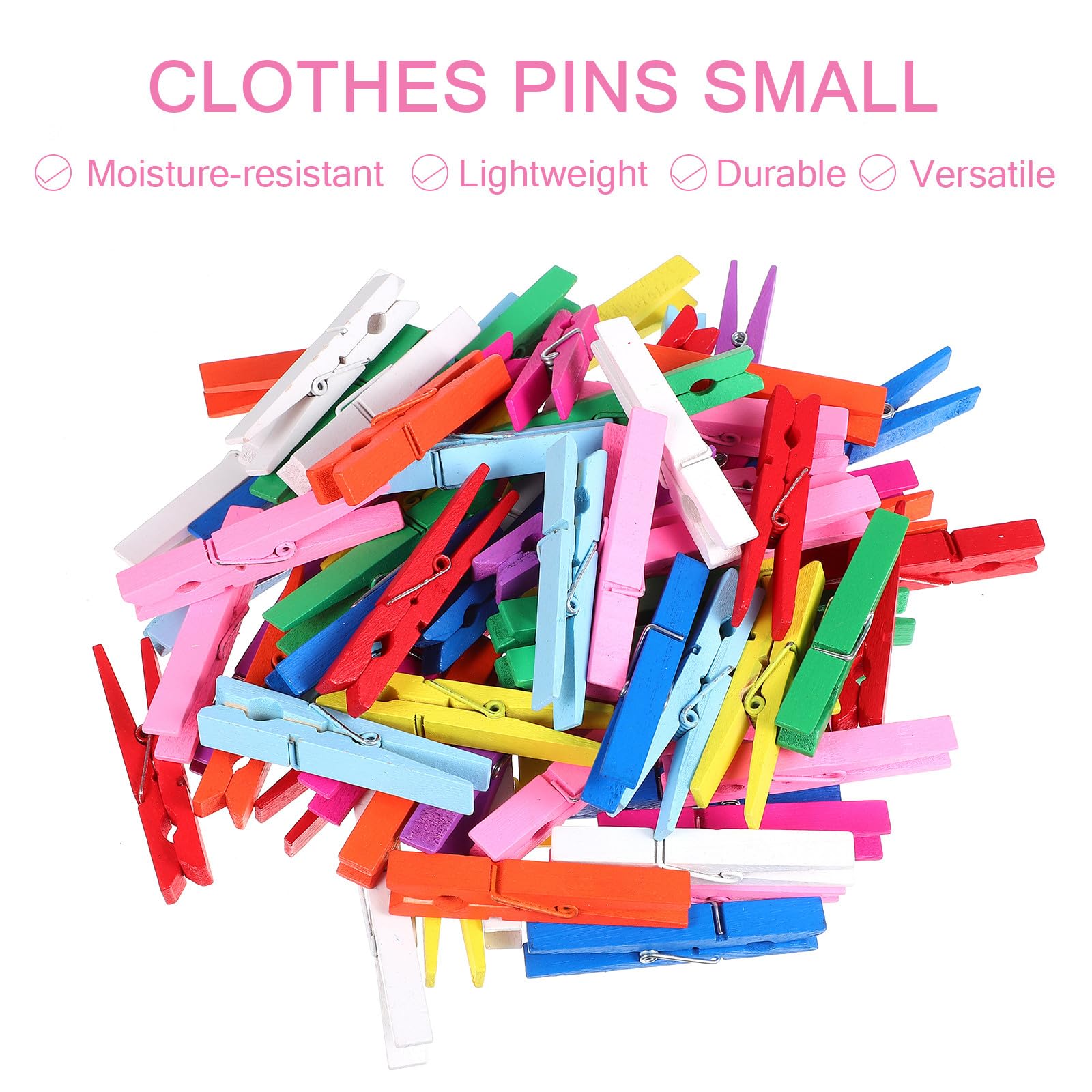 100 Pezzi Mollette in Legno Colorate Multiuso per Foto e Sciarpe in Seta, Clip Resistenti per Progetti Creativi e Decorazione Casa
