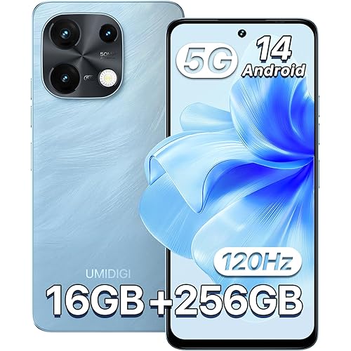 UMIDIGI Note 100 5G Unlocked Cell Phone, 5G Dual SIM Android 14 Phone, 50MP Camera,16(8+8) GB+256GB/TF 1TB Expend Smart Phone, 6.8" HD+120Hz Display, Fingerprint+AI Face Unlock, Dual Mic(Blue)