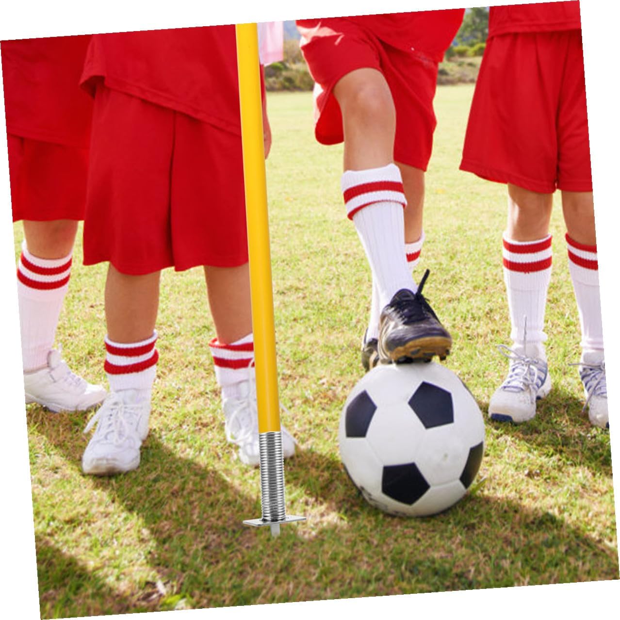 ULTECHNOVO 2pcs Soccer Training Ground Nails Football Flagpole Spike with Metal Spring Base Stable Football Pole Fixing Stakes for Outdoor Field Marking Equipment