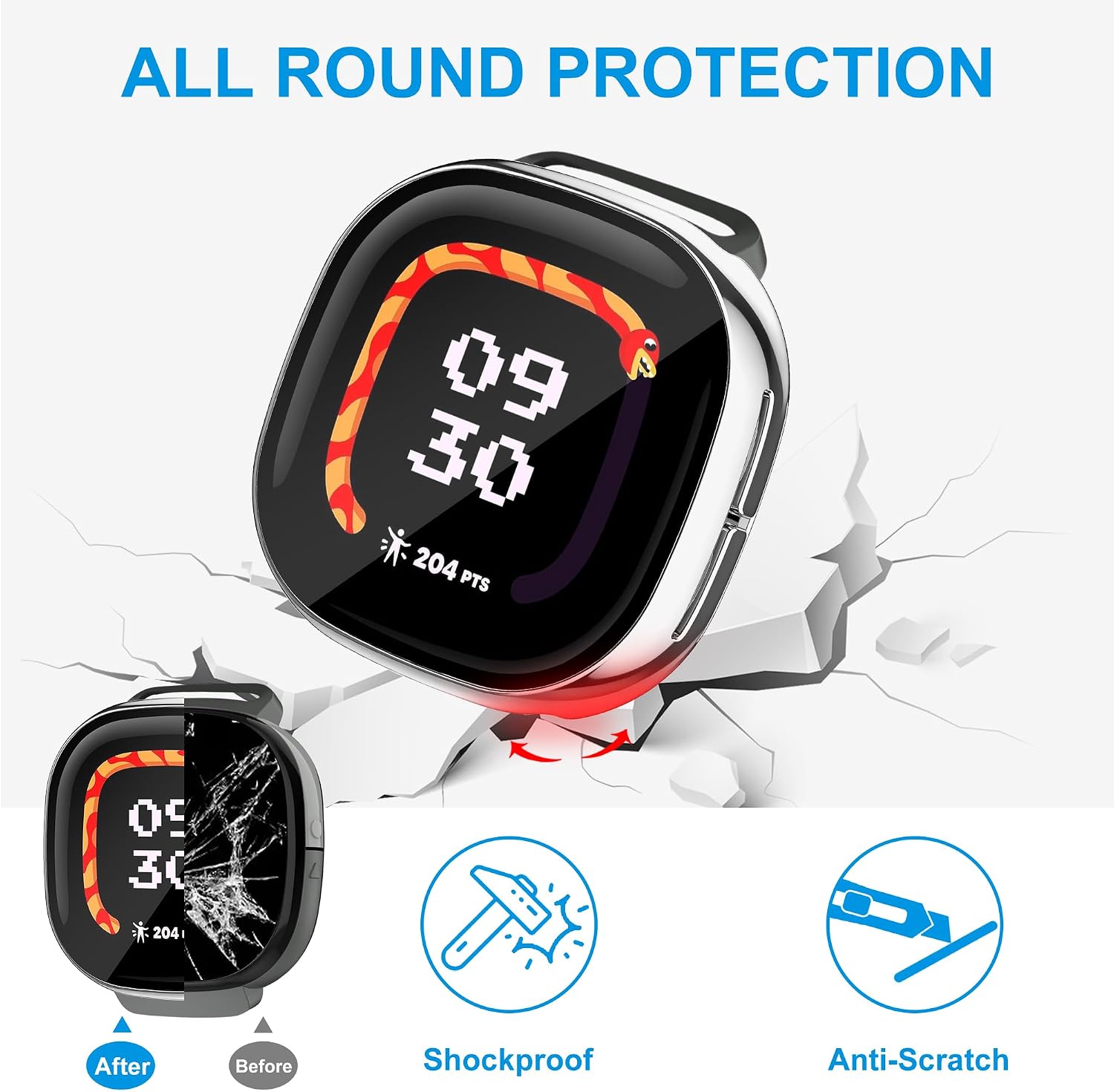 8 Pack Screen Protector Case for Fitbit Google Ace LTE, Shockproof Soft TPU Cover, All-Around Scratch Resistant Protective Case Compatible with Fitbit Ace LTE Smartwatch